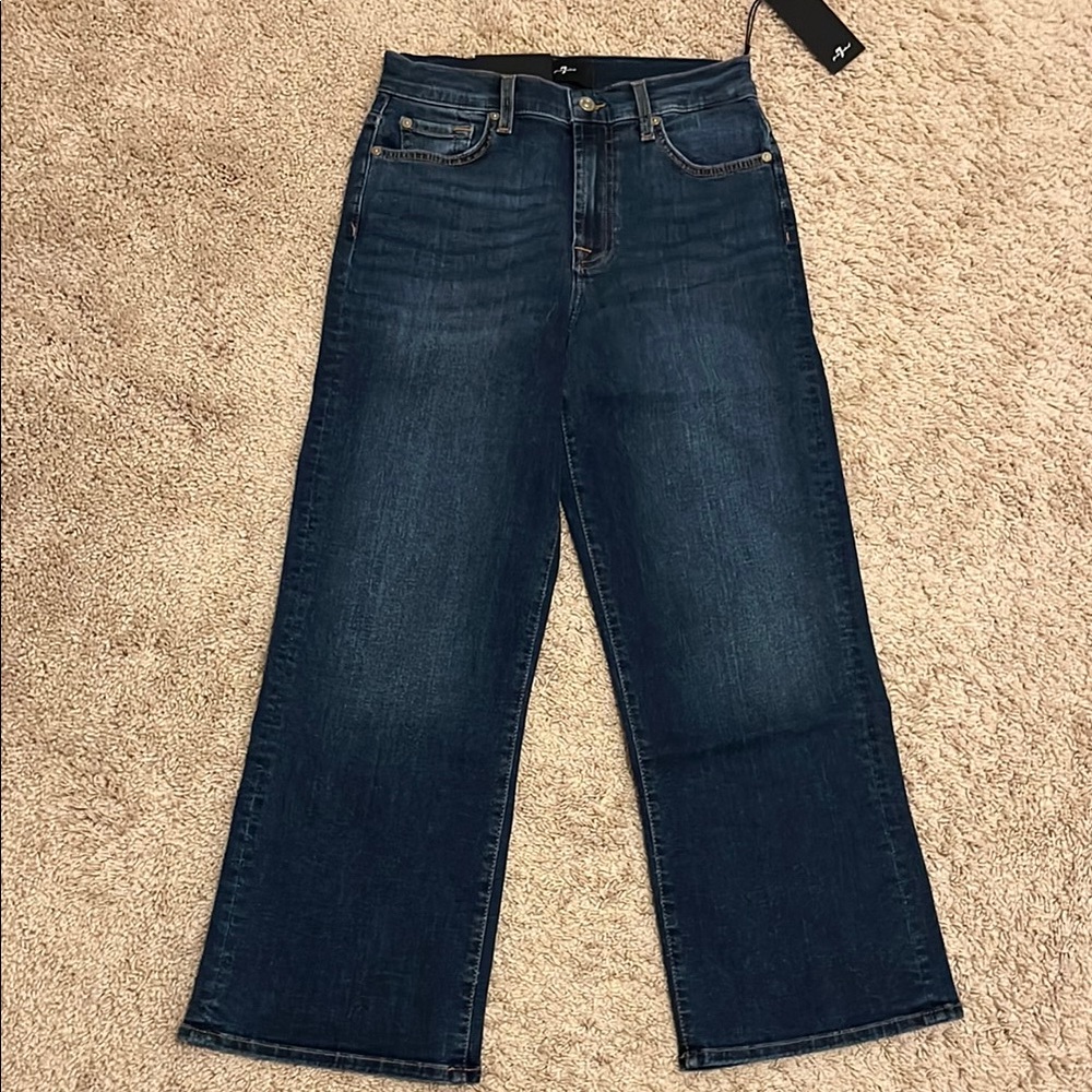 7 For All Mankind Alexa Crop Wide Leg Jeans Sz 27